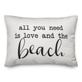 thumbnail image 1 of Creative Products All you need is Love and a beach script White and Black 14x20 Indoor / Outdoor Pillow, 1 of 2