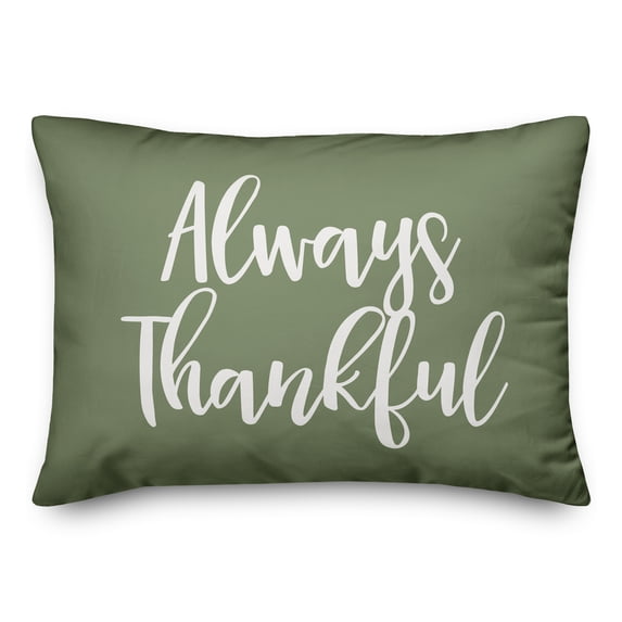 Creative Products Always Thankful in Green 14 x 20 Spun Poly Pillow
