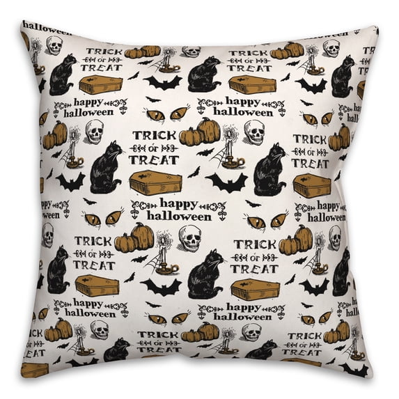 Creative Products Amber and Black Vintage Halloween Pattern 18x18 Spun Poly Pillow