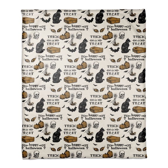Creative Products Amber and Black Vintage Halloween Pattern 50x60 Coral Fleece Blanket