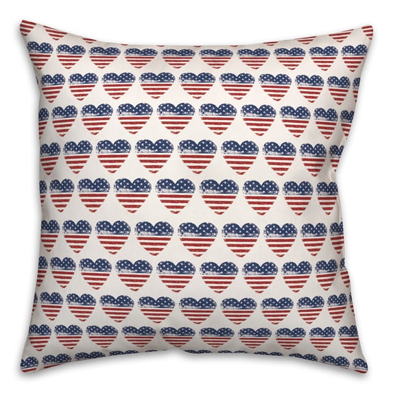 Creative Products American Flag Heart Pattern 18x18 Spun Poly Pillow
