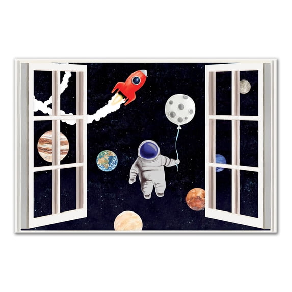 Creative Products Astronaut In Space Window 32x48 Canvas Wall Art