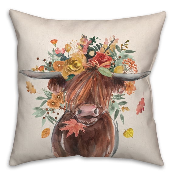 Creative Products Autumn Cow 16 x 16 Spun Poly Pillow