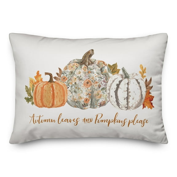 Creative Products Autumn Leaves and Pumpkins Please 20 x 14 Indoor / Outdoor Pillow