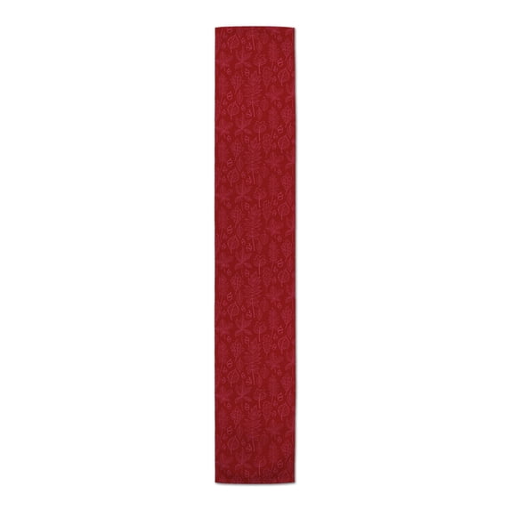 Creative Products Autumn Pattern Leaves On Red 4 16 x 72 Poly Twill Table Runner
