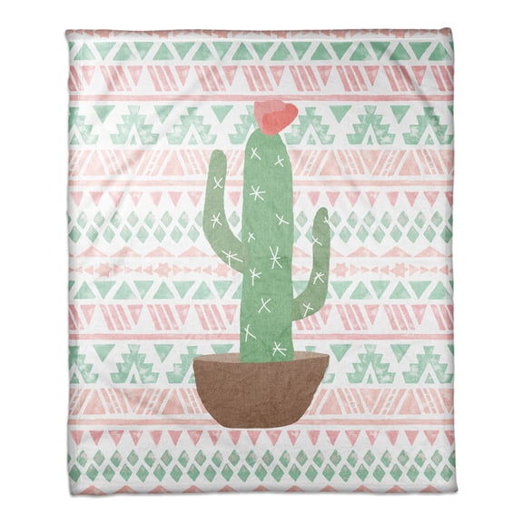 Creative Products Aztec Cactus 50x60 Coral Fleece Blanket