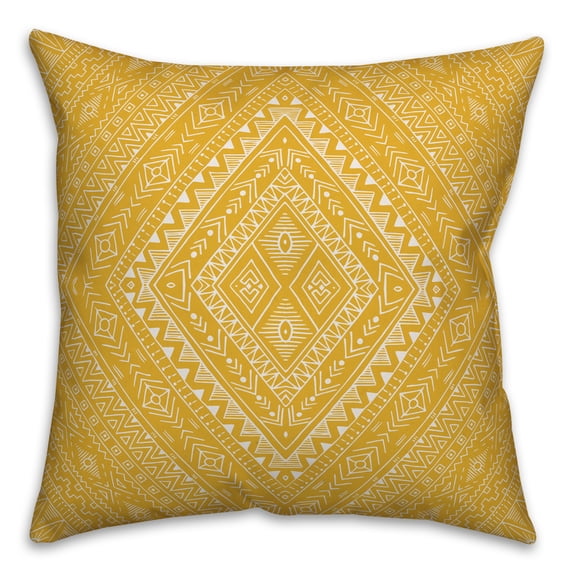 Creative Products Aztec Diamond in Yellow 16x16 Spun Poly Pillow