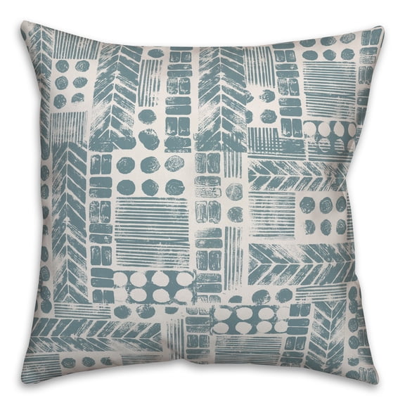 Creative Products Aztec Stamp in Blue 16x16 Spun Poly Pillow