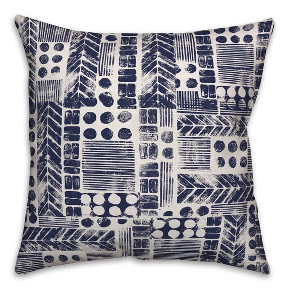 Creative Products Aztec Stamp in Blue 16x16 Spun Poly Pillow