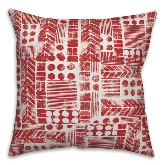 Creative Products Aztec Stamp in Red 16x16 Spun Poly Pillow