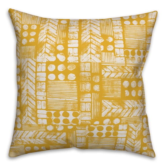 Creative Products Aztec Stamp in Yellow 16x16 Spun Poly Pillow