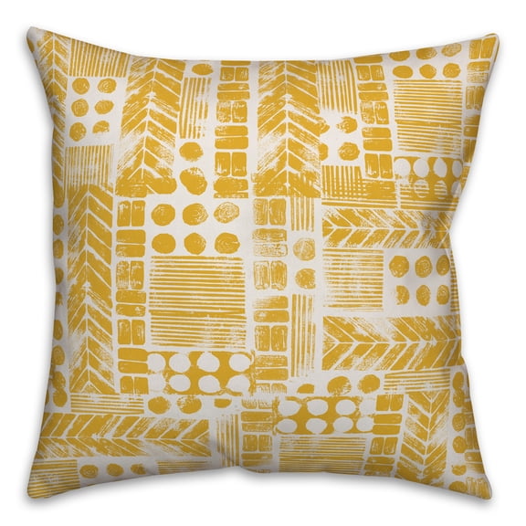 Creative Products Aztec Stamp in Yellow 16x16 Spun Poly Pillow