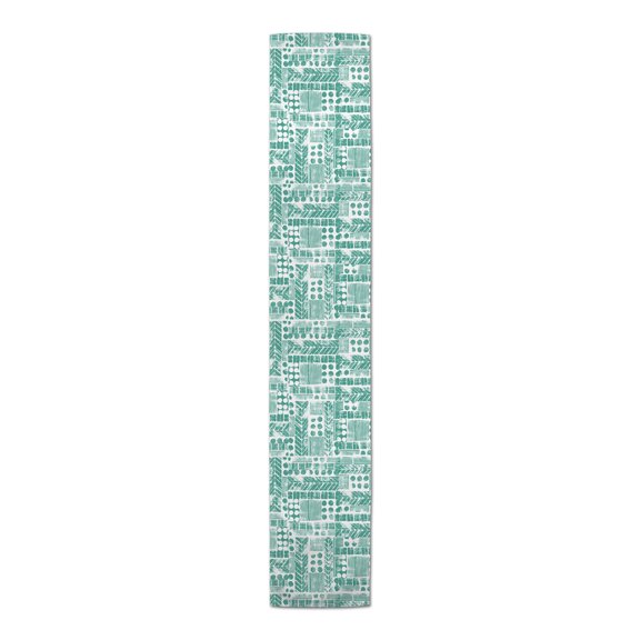 Creative Products Aztec Tribal Stamp Pattern Teal 16x90 Poly Twill Table Runner