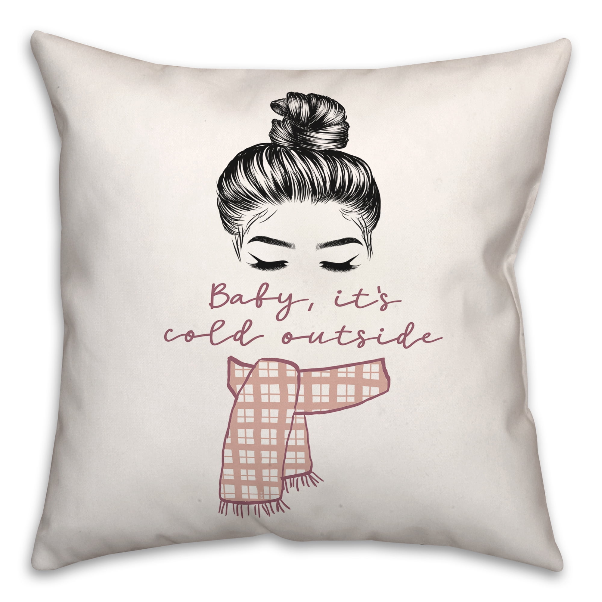 Creative Products Baby It's Cold Outside Plaid 18x18 Spun Poly Pillow
