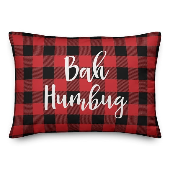 Creative Products Bah Humbug in Buffalo Check Plaid 14x20 Spun Poly Pillow