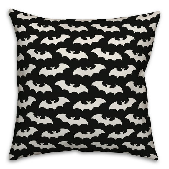 Creative Products Bat Pattern Black 16x16 Spun Poly Pillow