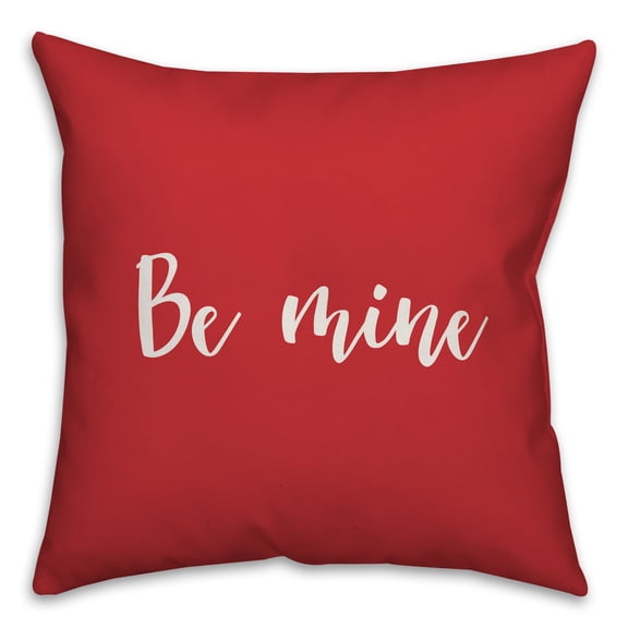 Creative Products Be Mine in White Text on Red 16x16 Spun Poly Pillow