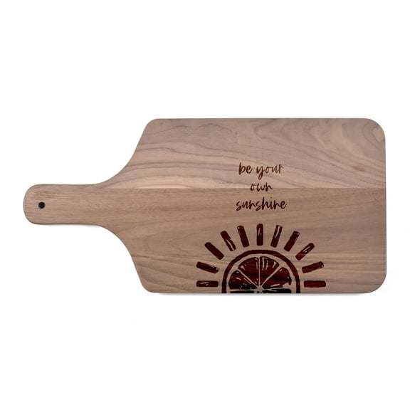 Creative Products Be Your Own Sunshine Lemon Sun 17 x 8 Walnut Paddle Cutting Board