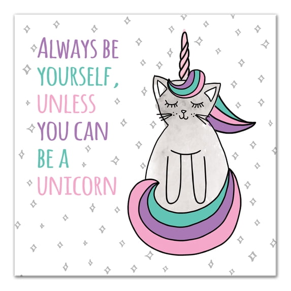Creative Products Be a Unicorn Cat 16x16 Canvas Wall Art