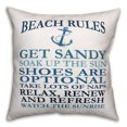 thumbnail image 1 of Creative Products Beach Rules 18x18 Indoor / Outdoor Pillow, 1 of 2