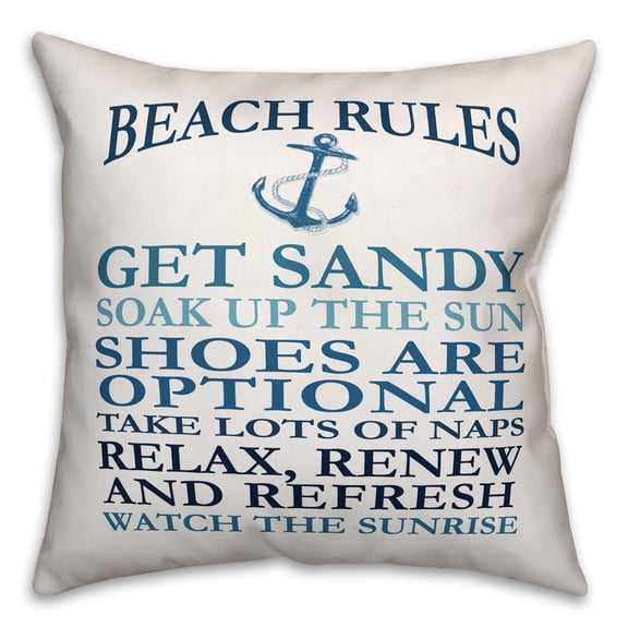 Creative Products Beach Rules 18x18 Indoor / Outdoor Pillow