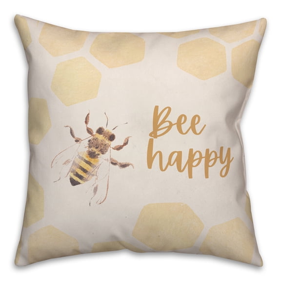Creative Products Bee Happy Watercolor Hive 2 16 x 16 Spun Poly Pillow