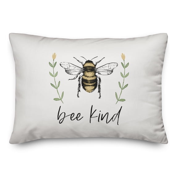 Creative Products Bee Kind Flowers 20 x 14 Spun Poly Pillow