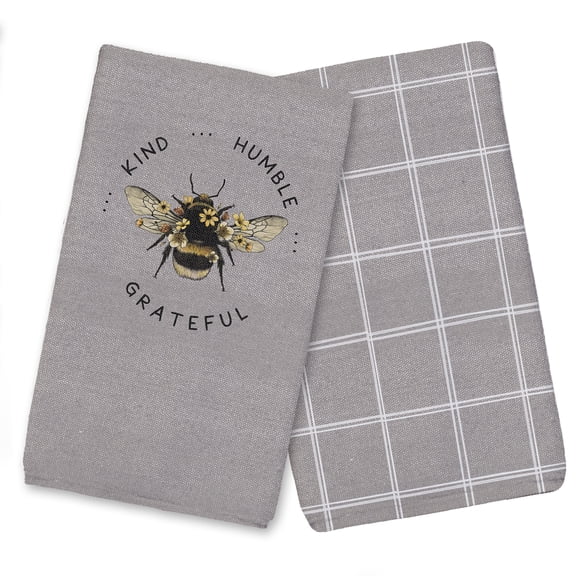 Creative Products Bee Kind Humble Gray 16 x 25 Tea Towel Set of 2