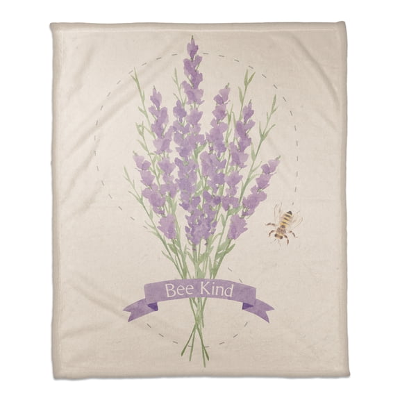 Creative Products Bee Kind Lavendar 50 x 60 Coral Fleece Blanket