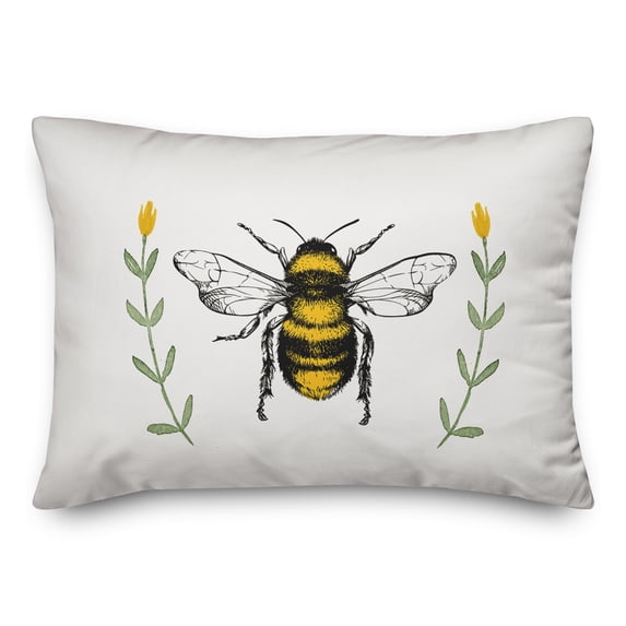 Creative Products Bee Watercolor Flowers 20 x 14 Spun Poly Pillow