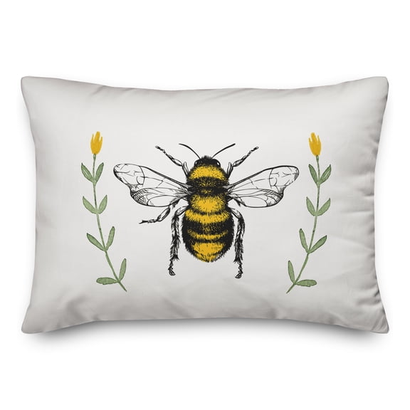 Creative Products Bee Watercolor Flowers 20 x 14 Spun Poly Pillow