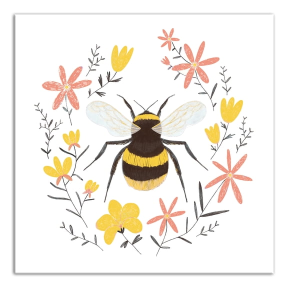 Creative Products Bee on Wreath 12x12 Canvas Wall Art