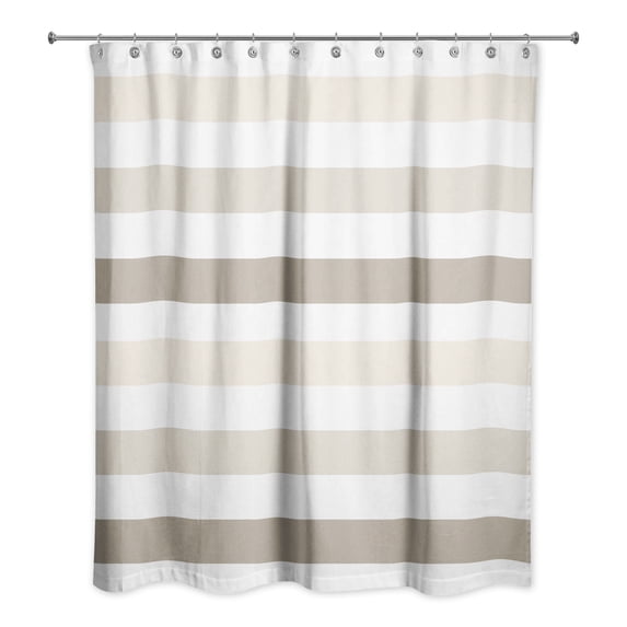 Creative Products Beige Chunky Stripes 71x74 Shower Curtain