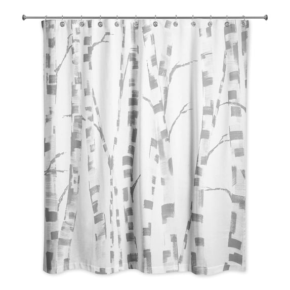Creative Products Beige Gray Trees 71x74 Shower Curtain