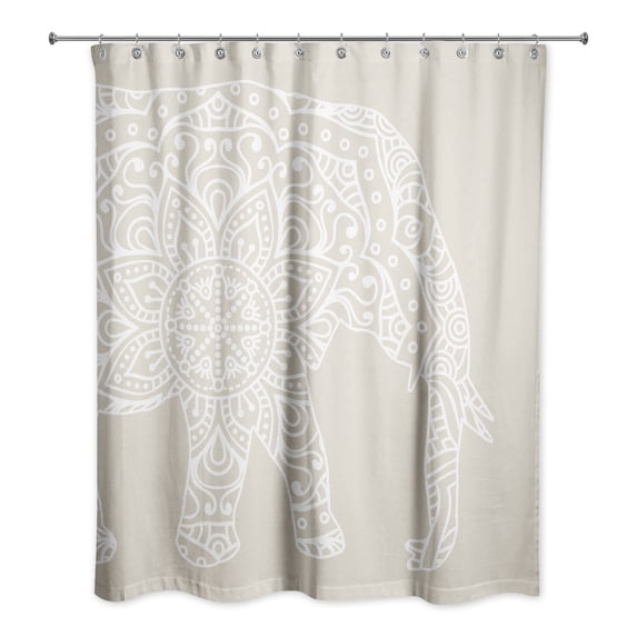 Creative Products Beige Mandala Elephant 71x74 Shower Curtain