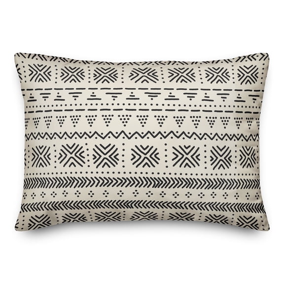 Creative Products Beige Mudcloth Pattern 14 x 20 Spun Poly Pillow