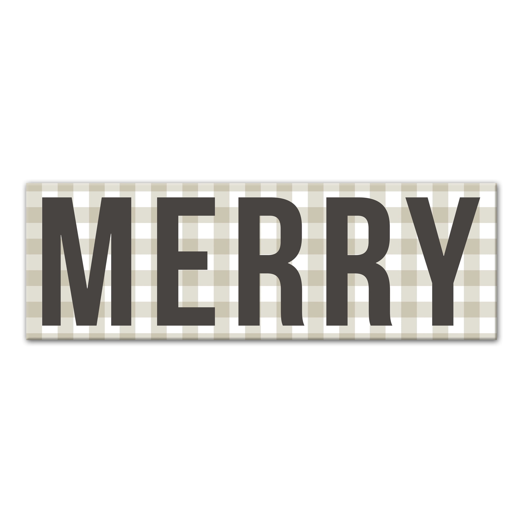 Beige Plaid Merry Brown Canvas Wall Art 12x36