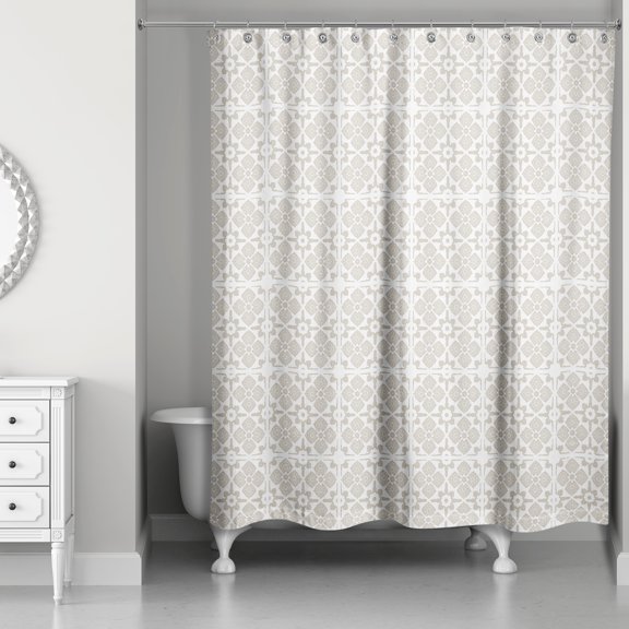 Creative Products Beige Tile Pattern 71x74 Shower Curtain
