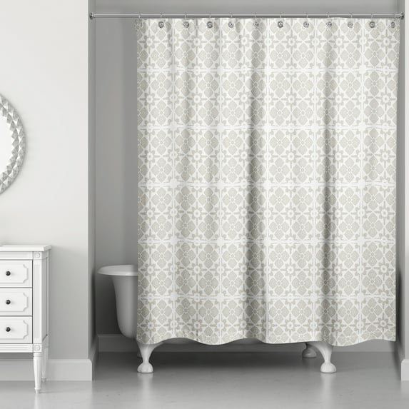 Creative Products Beige Tile Pattern 71x74 Shower Curtain