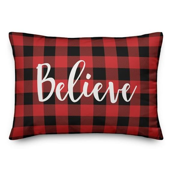 Creative Products Believe in Buffalo Check Plaid 14x20 Spun Poly Pillow