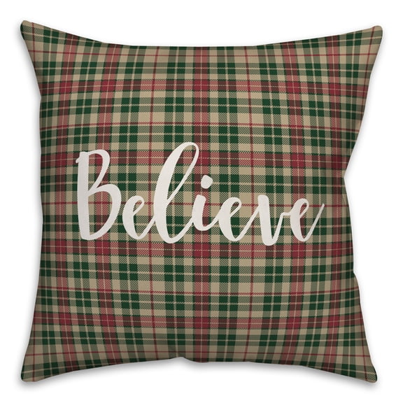 Creative Products Believe in Tartan Plaid 18x18 Spun Poly Pillow