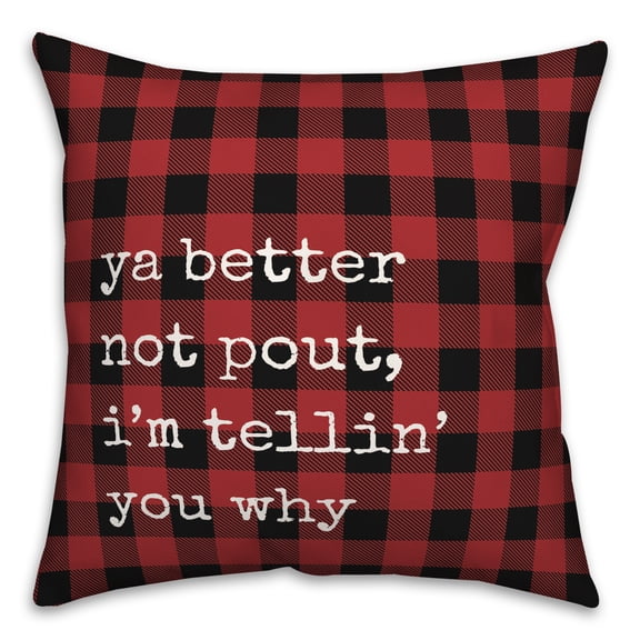 Creative Products Better Not Pout Plaid 18x18 Spun Poly Pillow