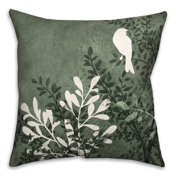 Creative Products Bird on Branch on Green 18x18 Indoor / Outdoor Pillow