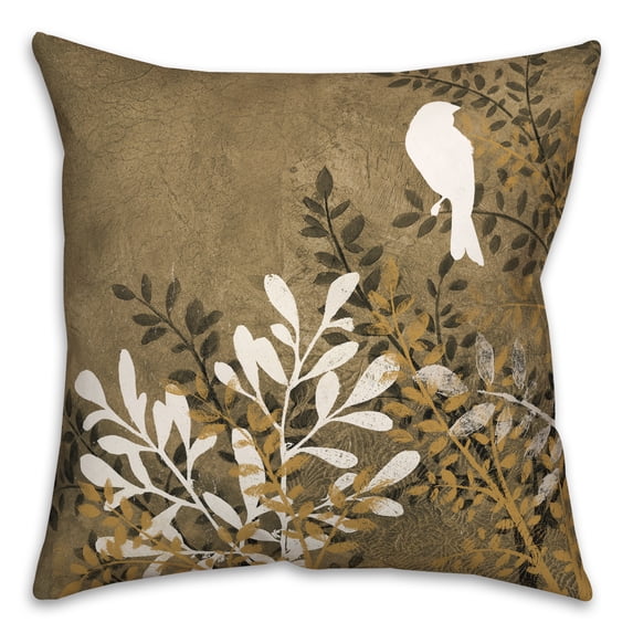 Creative Products Bird on Branch on Ochre 18x18 Indoor / Outdoor Pillow