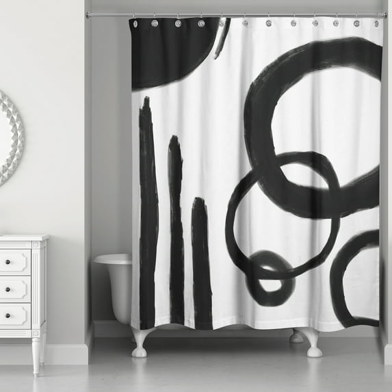Creative Products Black Abstract 71x74 Shower Curtain