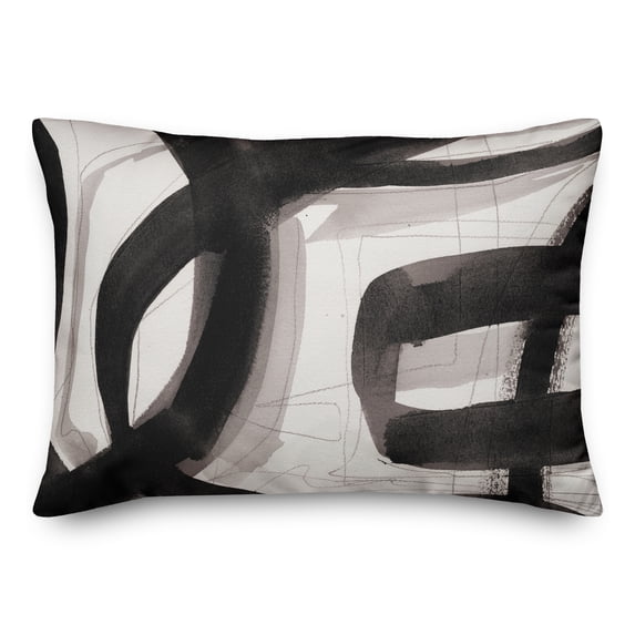 Creative Products Black Abstract Brushstrokes 14x20 Indoor / Outdoor Pillow
