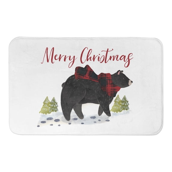 Creative Products Black Bear Merry Christmas 34x21 Bath Mat
