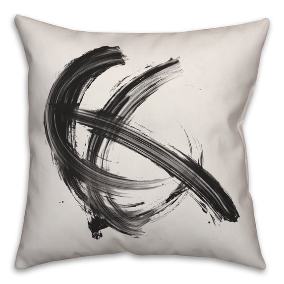 Creative Products Black Brush Strokes 18x18 Spun Poly Pillow
