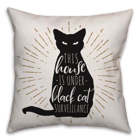 Creative Products Black Cat House 16x16 Indoor / Outdoor Pillow