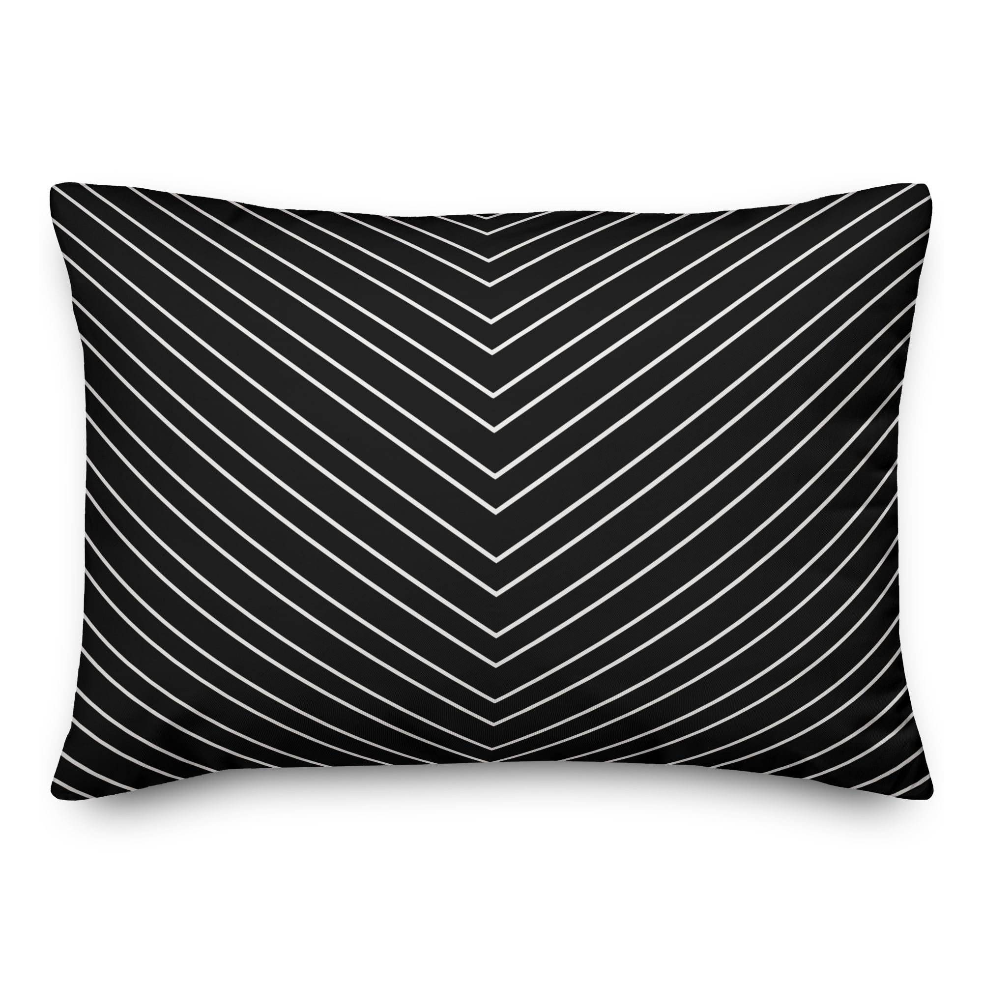 Black and White Geometric Chevron Polyester Throw Pillow